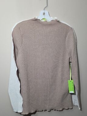 Ribbed Cowl Sweater in Taupe and Cream